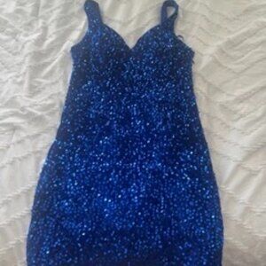 Blue Sequin HOCO short dress